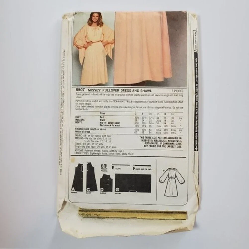 Vintage 70's Simplicity Dress and Shawl Sewing Pattern